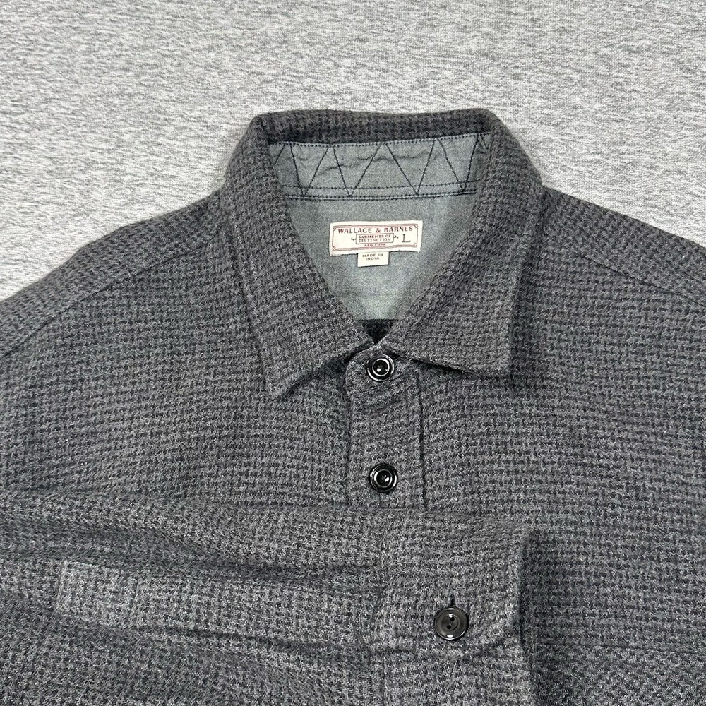Wallace & Barnes Shirt Mens Large Gray Heavy Cotton Work Button Up Long Sleeve
